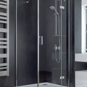 Cabina de dus patrata Besco Viva 80x80x195 cm profil crom sticla transparenta securizata de 8 mm orientare stanga EXPUS imagine