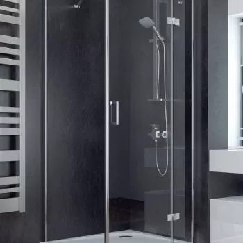 Cabina de dus patrata Besco Viva 80x80x195cm profil crom sticla transparenta securizata de 8 mm orientare dreapta imagine