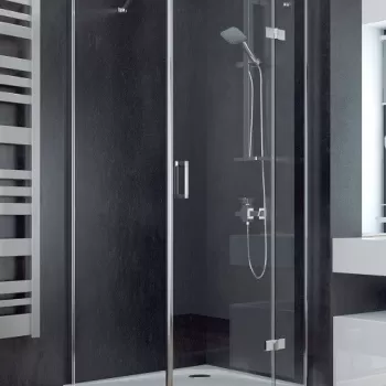 Cabina de dus patrata Besco Viva 80x80x195cm profil crom sticla transparenta securizata de 8 mm orientare stanga imagine