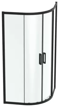 Cabina de dus semirotunda Ideal Standard Connect 2 100x100cm usi culisante sticla 6mm tratata IdealClean profil negru mat imagine