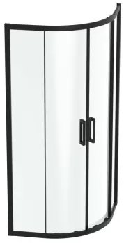 Cabina de dus semirotunda Ideal Standard Connect 2 90x90cm usi culisante sticla 6mm tratata IdealClean profil negru mat imagine