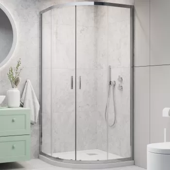 Cabina de dus semirotunda Radaway Alienta A800 80x80cm complet echipata cu cadita Tinos A Compact si sifon imagine