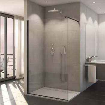 Cabina de dus Walk-In SanSwiss Easy STR4P 110cm  sticla securizata 8mm  profil negru mat imagine