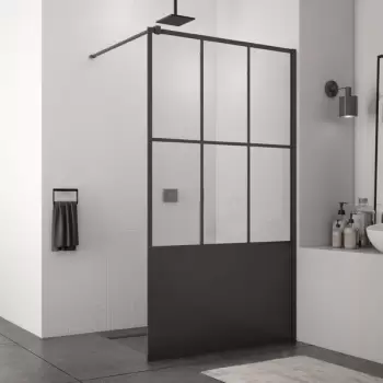 Cabina de dus Walk-In SanSwiss Easy STR4P 140 cm sticla securizata Loft 76 8 mm profil negru mat imagine