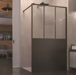 Cabina de dus Walk-In SanSwiss Easy STR4P 140cm sticla securizata Loft Attic 8mm profil negru mat imagine
