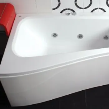 Cada baie asimetrica Belform Senso 150x100x70cm acril complet echipata cu picioare panouri si sifon orientare stanga imagine