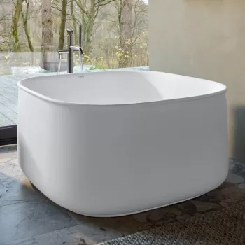 Cada freestanding Duravit Zencha 125x125cm DuroCast Plus ventil click-clack alb imagine