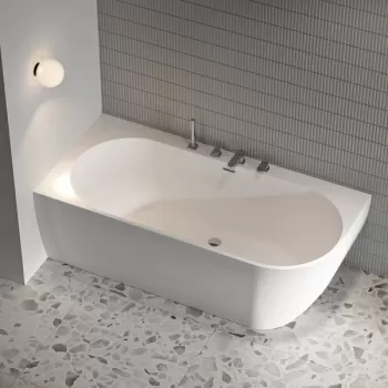 Cada freestanding Ravak Freedom Corner R 170x80cm montare pe colt dreapta ventil si preaplin crom alb imagine