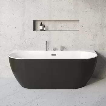 Cada freestanding Ravak Freedom W 166x80cm montare la perete negru imagine