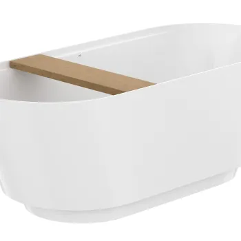 Cada freestanding Roca Tura 170x75cm cu etajera lemn ventil click-clack alb imagine
