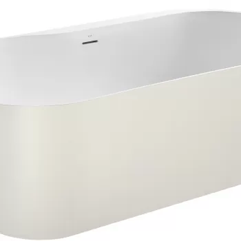 Cada ovala free-standing Roca Raina 159x75cm Stonex ventil click-clack bej imagine