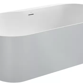 Cada ovala free-standing Roca Raina 159x75cm Stonex ventil click-clack gri perla imagine