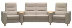 Canapea cu 4 locuri Stressless Wave M Sector setup 121 cu spatar inalt picioare lemn oak tapiterie piele Paloma Fog imagine