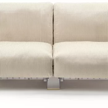 Canapea exterior Kartell Pop Outdoor design Piero Lissoni & Carlo Tamborini 2 locuri cadru transparent perne dungi bej imagine