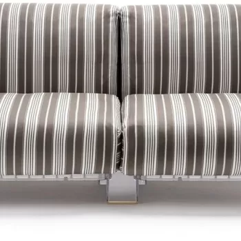 Canapea exterior Kartell Pop Outdoor design Piero Lissoni & Carlo Tamborini 2 locuri cadru transparent perne dungi taupe-negru imagine