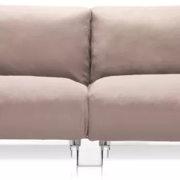 Canapea exterior Kartell Pop Outdoor design Piero Lissoni & Carlo Tamborini 2 locuri cadru transparent perne Sunbrella dove imagine