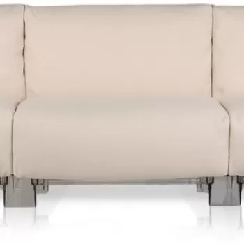 Canapea exterior Kartell Pop Outdoor design Piero Lissoni & Carlo Tamborini 3 locuri cadru transparent perne Sunbrella dove imagine