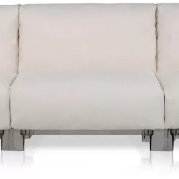 Canapea exterior Kartell Pop Outdoor design Piero Lissoni & Carlo Tamborini 3 locuri cadru transparent perne Sunbrella ecru imagine