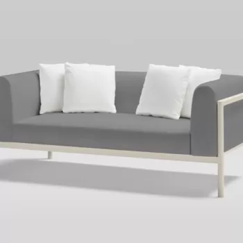 Canapea exterior Point Origin cu 2 locuri cadru crem aluminiu textil gri G2 1252 imagine