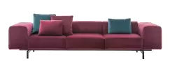 Canapea Kartell Largo Velluto design Piero Lissoni cu 3 locuri doua brate 301cm rosu cardinal imagine