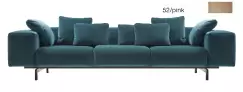 Canapea Kartell Largo Velluto design Piero Lissoni cu 3 locuri doua brate 301cm roz imagine