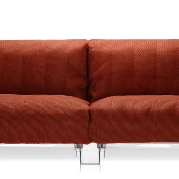 Canapea Kartell Pop Outdoor cu doua locuri design Piero Lissoni & Carlo Tamborini cadru transparent perne Ikon Arancio imagine