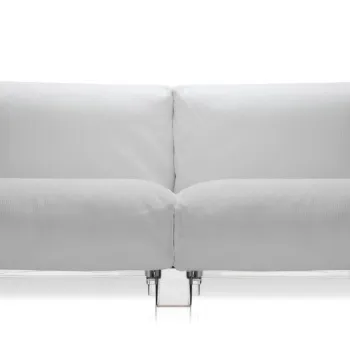 Canapea Kartell Pop Outdoor cu doua locuri design Piero Lissoni & Carlo Tamborini cadru transparent perne Ikon White imagine