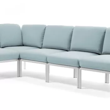 Canapea modulara exterior Nardi Komodo 5 294x154cm cadru alb perne bleu ghiaccio Sunbrella imagine