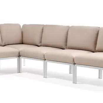 Canapea modulara exterior Nardi Komodo 5 294x154cm cadru alb perne canvas Sunbrella imagine