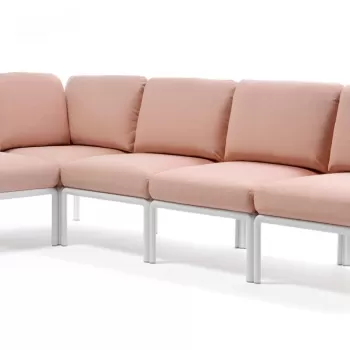 Canapea modulara exterior Nardi Komodo 5 294x154cm cadru alb perne roz quarzo imagine