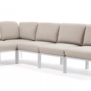 Canapea modulara exterior Nardi Komodo 5 294x154cm cadru alb perne roz quarzo imagine