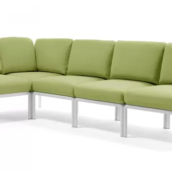 Canapea modulara exterior Nardi Komodo 5 294x154cm cadru alb perne verde avocado Sunbrella imagine