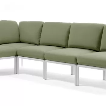 Canapea modulara exterior Nardi Komodo 5 294x154cm cadru alb perne verde giungla Sunbrella imagine