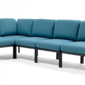 Canapea modulara exterior Nardi Komodo 5 294x154cm cadru antracit perne albastru adriatic Sunbrella imagine
