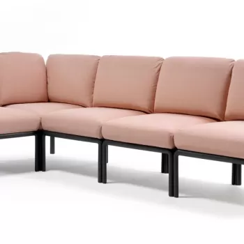 Canapea modulara exterior Nardi Komodo 5 294x154cm cadru antracit perne roz quarzo imagine