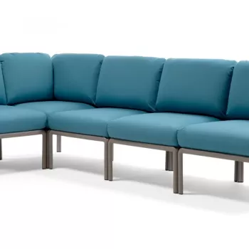 Canapea modulara exterior Nardi Komodo 5 294x154cm cadru taupe perne albastru adriatic Sunbrella imagine