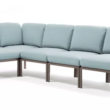 Canapea modulara exterior Nardi Komodo 5 294x154cm cadru taupe perne bleu ghiaccio Sunbrella imagine