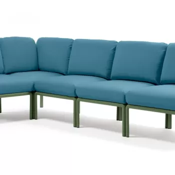 Canapea modulara exterior Nardi Komodo 5 294x154cm cadru verde perne albastru adriatic Sunbrella imagine