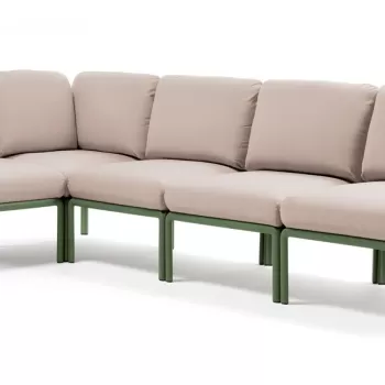 Canapea modulara exterior Nardi Komodo 5 294x154cm cadru verde perne canvas Sunbrella imagine