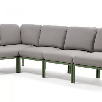 Canapea modulara exterior Nardi Komodo 5 294x154cm cadru verde perne gri komodo imagine