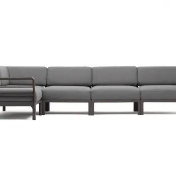 Canapea modulara exterior Nardi Maximo 5 341x182cm cadru maro Terra perne gri Lava Sunbrella imagine