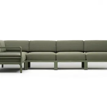 Canapea modulara exterior Nardi Maximo 5 341x182cm cadru verde Cactus perne verde Timo Sunbrella imagine