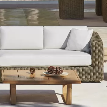 Canapea modulara exterior Point Heritage cu 2 locuri brat dreapta structura aluminiu cadru maro textil alb G1 22 imagine