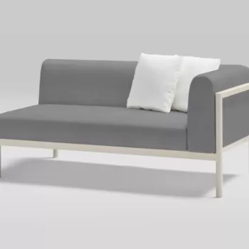 Canapea modulara exterior Point Origin cu 2 locuri brat dreapta cadru crem aluminiu textil gri G2 1252 imagine