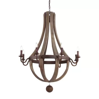 Candelabru Ideal Lux Millennium SP8 max 8x40W E14 d92 cm h 115-200cm lemn antichizat imagine