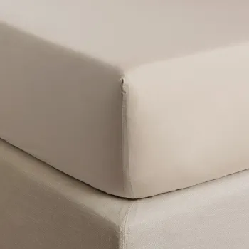 Cearceaf de pat cu elastic Descamps Coton Soyeux 160x200cm  Nisipiu imagine