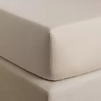 Cearceaf de pat cu elastic Descamps Coton Soyeux 180x200cm Nisipiu imagine