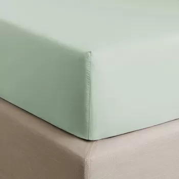 Cearceaf de pat cu elastic Descamps Coton Soyeux 90x200cm Verde Tileul imagine