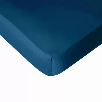 Cearceaf de pat cu elastic Descamps Sublime 90x200cm Albastru Nymphea imagine