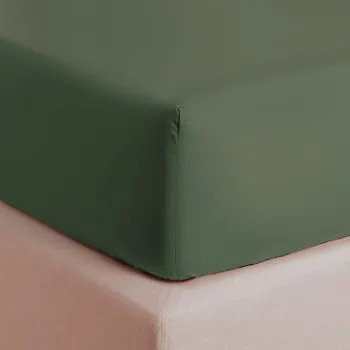 Cearceaf de pat cu elastic Descamps Unis Percale 94 160x200cm  Verde Fougere imagine